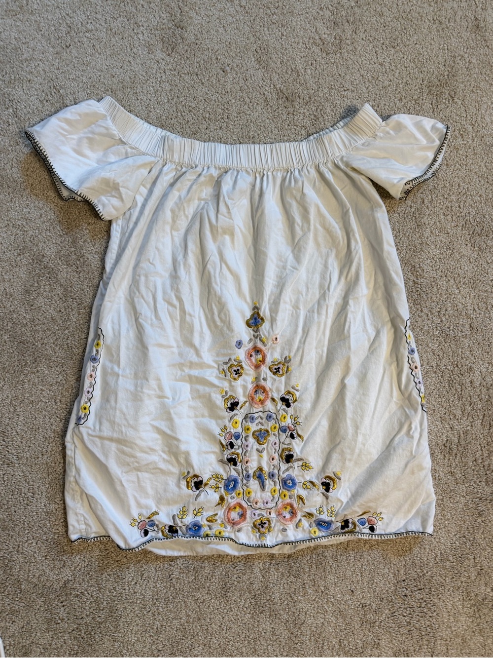 French Collection White Off-Shoulder Embroidered flutter dress